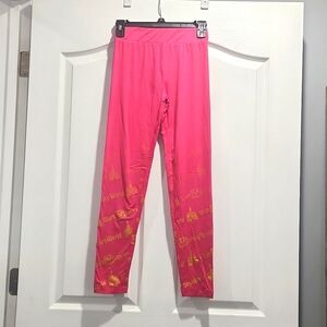 Disney Parks Authentic Ombre Leggings, Pink with Gold Accents, Size Large